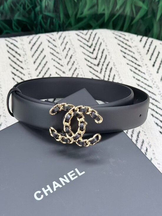 Chanel Women‘s Black Belt Sz 85